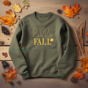 Green Hello Fall sweatshirt