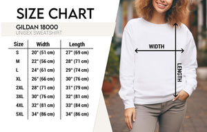 Hello Fall sweatshirt size chart